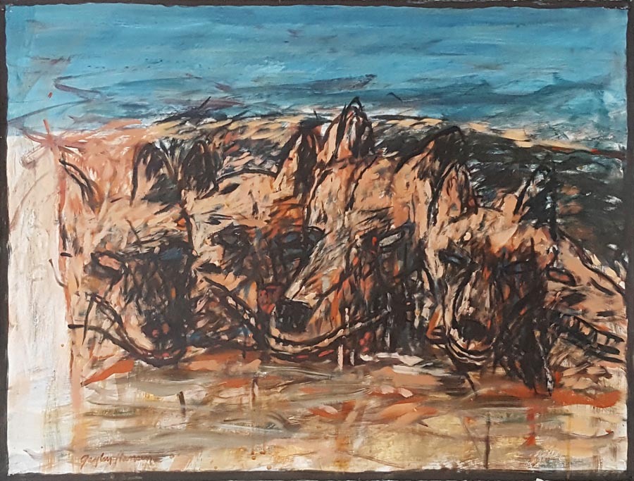 Four Dog Heads with Blue Eye